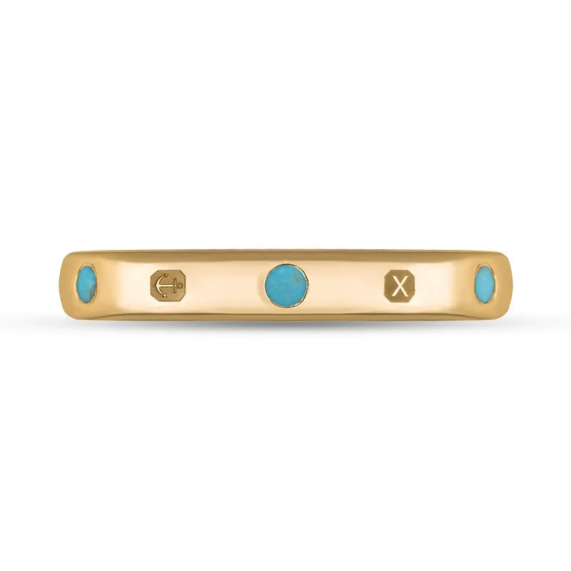 18ct Rose Gold Turquoise Queen's Jubilee Hallmark 3mm Ring D
