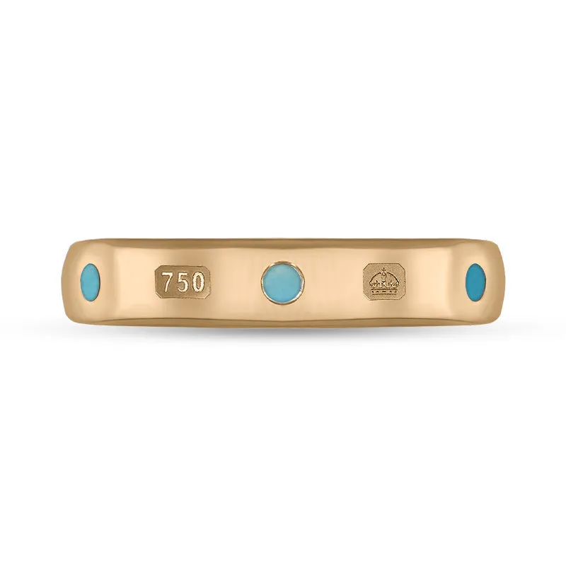 18ct Rose Gold Turquoise Queen's Jubilee Hallmark 4mm Ring D