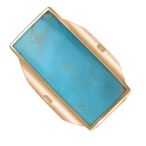 18ct Rose Gold Turquoise Queen's Jubilee Hallmark Large Oblong Ring D