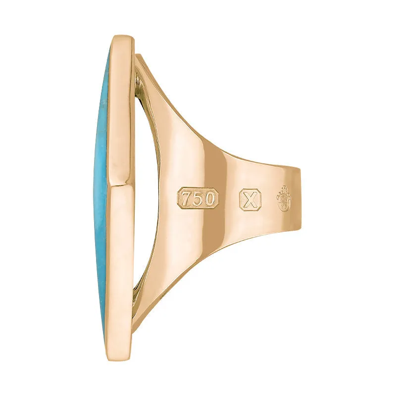 18ct Rose Gold Turquoise Queen's Jubilee Hallmark Large Rhombus Ring D