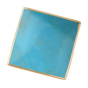 18ct Rose Gold Turquoise Queen's Jubilee Hallmark Large Rhombus Ring D