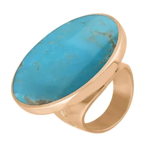 18ct Rose Gold Turquoise Queen's Jubilee Hallmark Large Round Ring D