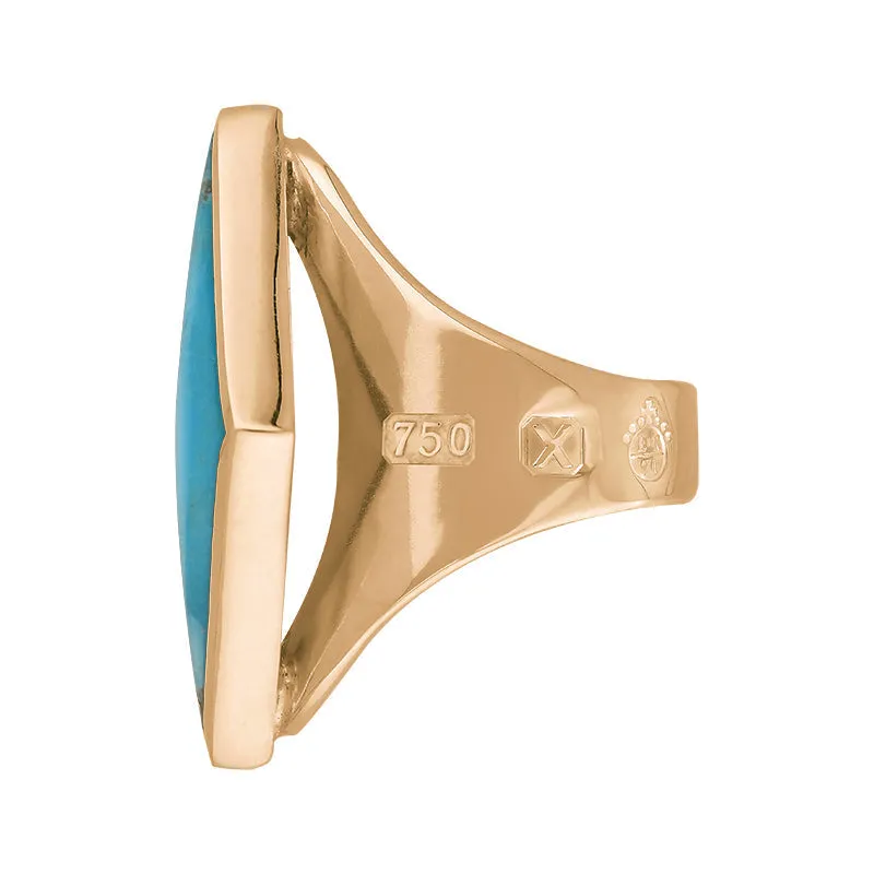 18ct Rose Gold Turquoise Queen's Jubilee Hallmark Medium Rhombus Ring D