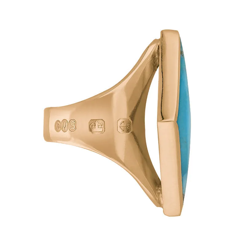 18ct Rose Gold Turquoise Queen's Jubilee Hallmark Medium Rhombus Ring D