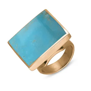 18ct Rose Gold Turquoise Queen's Jubilee Hallmark Medium Square Ring D