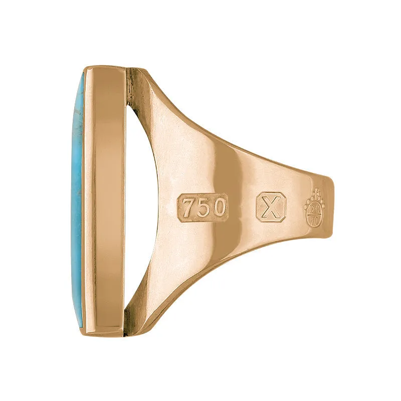 18ct Rose Gold Turquoise Queen's Jubilee Hallmark Medium Square Ring D