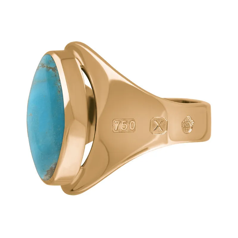 18ct Rose Gold Turquoise Queen's Jubilee Hallmark Small Oval Ring D
