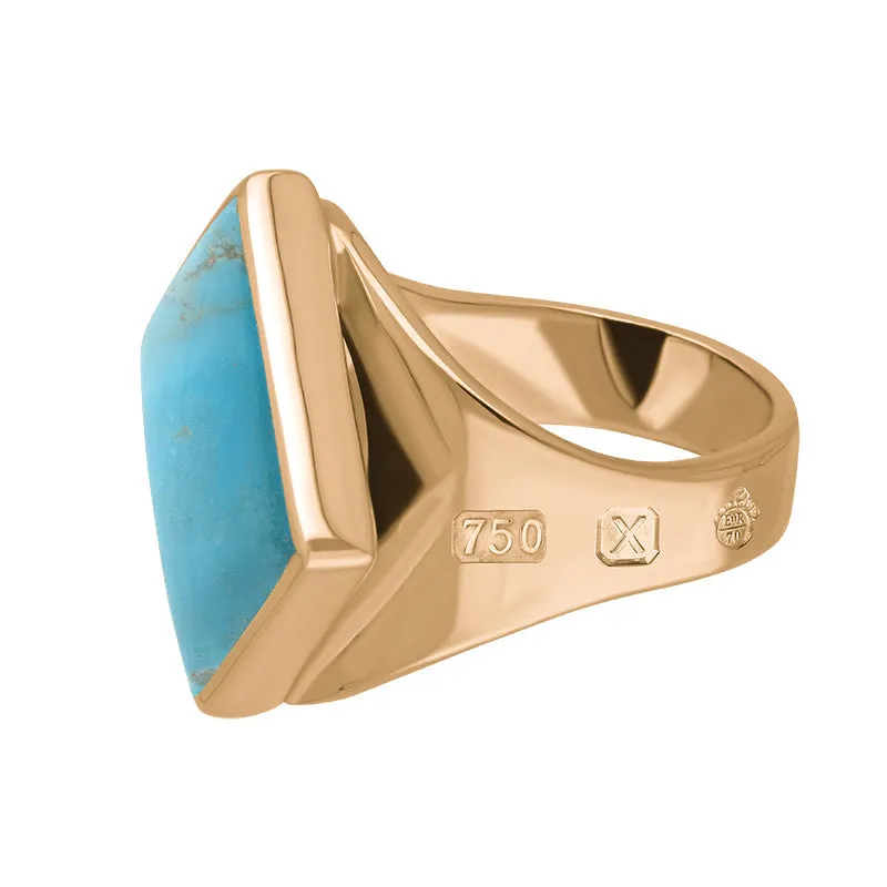 18ct Rose Gold Turquoise Queen's Jubilee Hallmark Small Rhombus Ring D