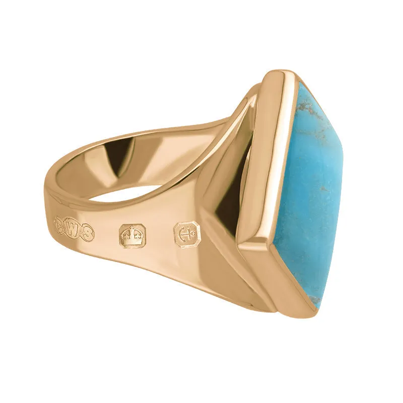 18ct Rose Gold Turquoise Queen's Jubilee Hallmark Small Rhombus Ring D
