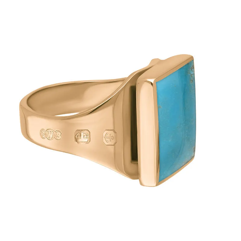 18ct Rose Gold Turquoise Queen's Jubilee Hallmark Small Square Ring D