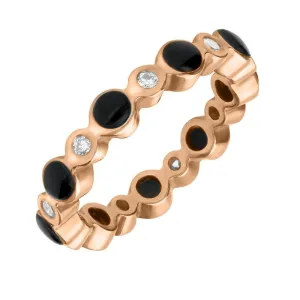 18ct Rose Gold Whitby Jet Diamond Eternity Ring