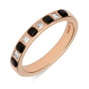 18ct Rose Gold Whitby Jet Diamond Half Eternity Ring