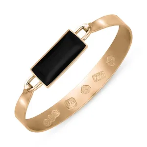 18ct Rose Gold Whitby Jet Hallmark Wide Oblong Bangle