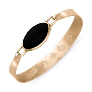 18ct Rose Gold Whitby Jet Hallmark Wide Oval Bangle