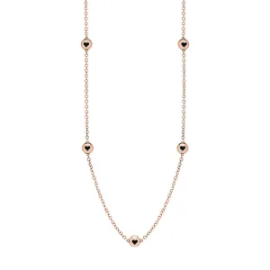 18ct Rose Gold Whitby Jet Heart Link Disc Chain Necklace