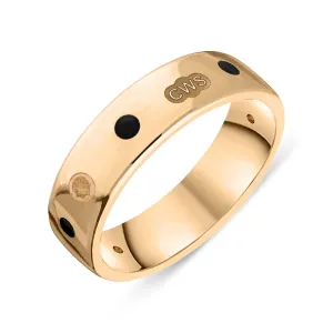 18ct Rose Gold Whitby Jet King's Coronation Hallmark 6mm Ring D