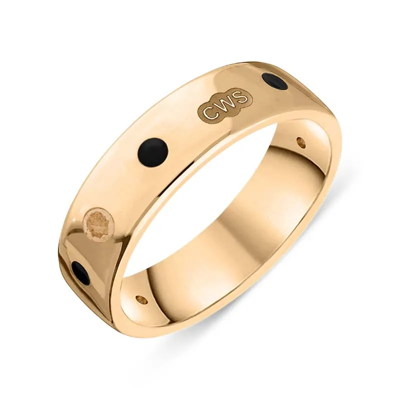 18ct Rose Gold Whitby Jet King's Coronation Hallmark 6mm Ring D