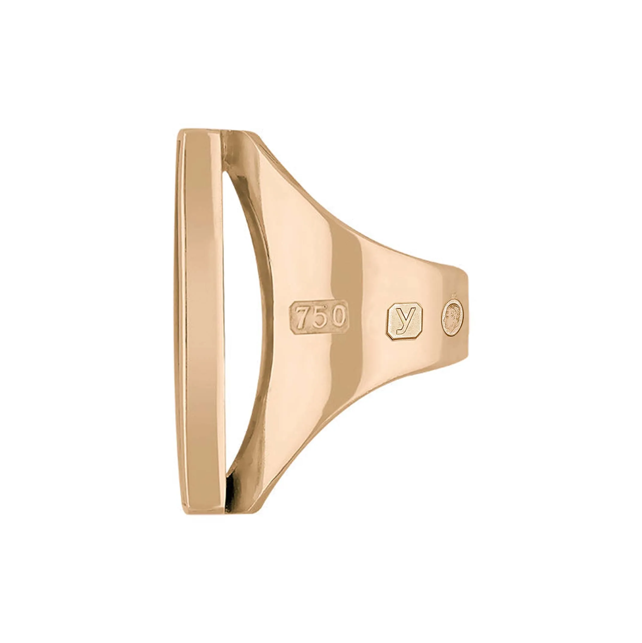 18ct Rose Gold Whitby Jet King's Coronation Hallmark Large Oblong Ring D