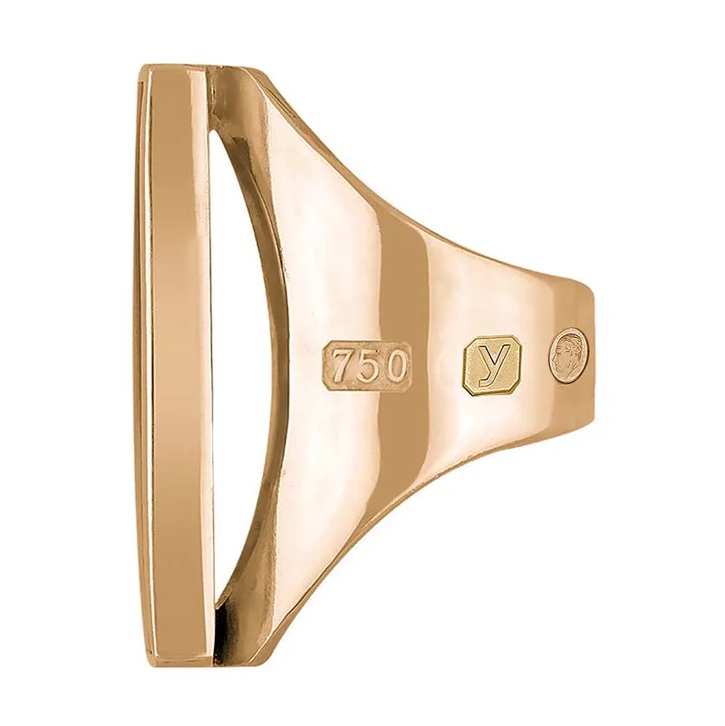 18ct Rose Gold Whitby Jet King's Coronation Hallmark Large Square Ring D