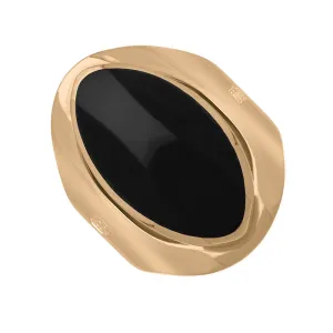 18ct Rose Gold Whitby Jet King's Coronation Hallmark Medium Oval Ring D