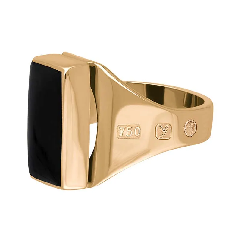 18ct Rose Gold Whitby Jet King's Coronation Hallmark Small Oblong Ring D