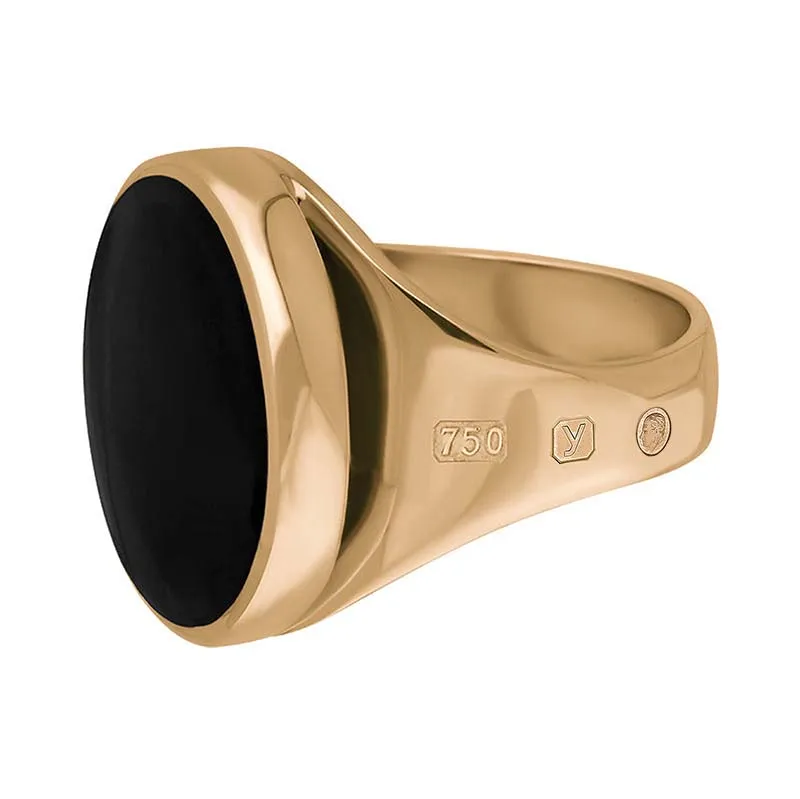 18ct Rose Gold Whitby Jet King's Coronation Hallmark Small Round Ring D