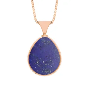 18ct Rose Gold Whitby Jet Lapis Lazuli Queens Jubilee Hallmark Double Sided Pear-shaped Necklace D