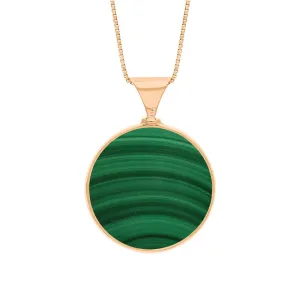 18ct Rose Gold Whitby Jet Malachite Queens Jubilee Hallmark Double Sided Round Necklace D