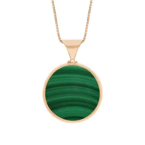 18ct Rose Gold Whitby Jet Malachite Queens Jubilee Hallmark Double Sided Round Necklace D