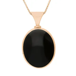 18ct Rose Gold Whitby Jet Mother of Pearl Hallmark Double Sided Oval Necklace