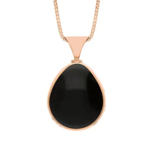18ct Rose Gold Whitby Jet Mother of Pearl Queens Jubilee Hallmark Double Sided Pear-shaped Necklace D