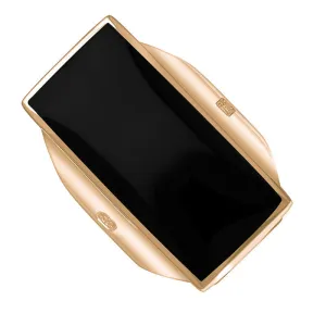 18ct Rose Gold Whitby Jet Queen's Jubilee Hallmark Large Oblong Ring D