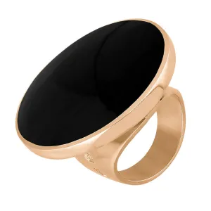 18ct Rose Gold Whitby Jet Queen's Jubilee Hallmark Large Round Ring D