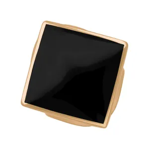18ct Rose Gold Whitby Jet Queen's Jubilee Hallmark Medium Rhombus Ring D