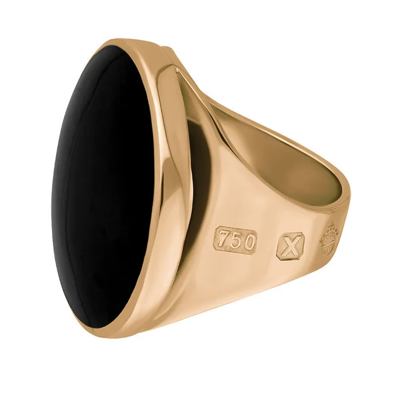 18ct Rose Gold Whitby Jet Queen's Jubilee Hallmark Medium Round Ring D