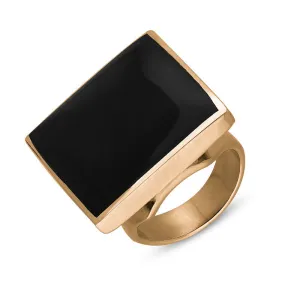18ct Rose Gold Whitby Jet Queen's Jubilee Hallmark Medium Square Ring D