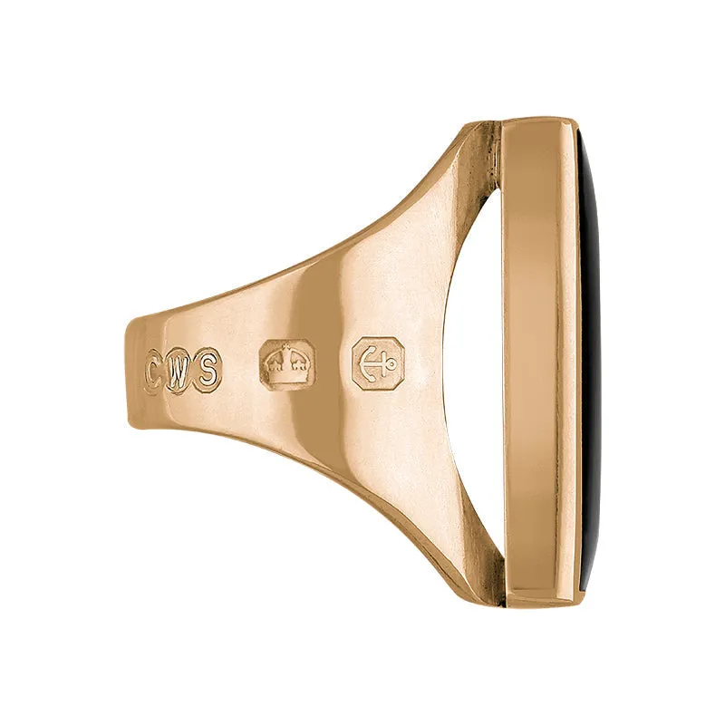 18ct Rose Gold Whitby Jet Queen's Jubilee Hallmark Medium Square Ring D