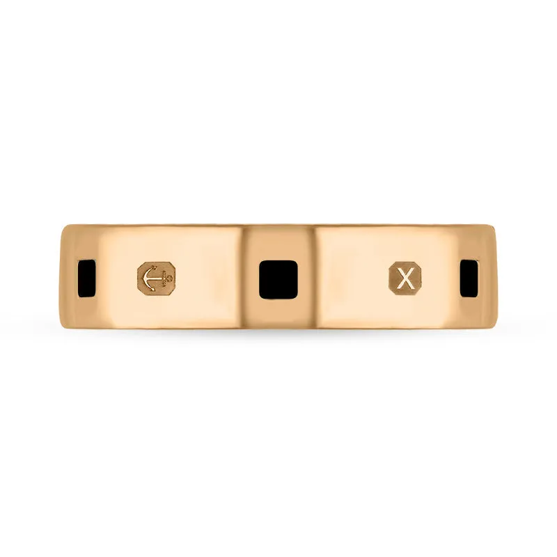 18ct Rose Gold Whitby Jet Queen's Jubilee Hallmark Princess Cut 5mm Ring D