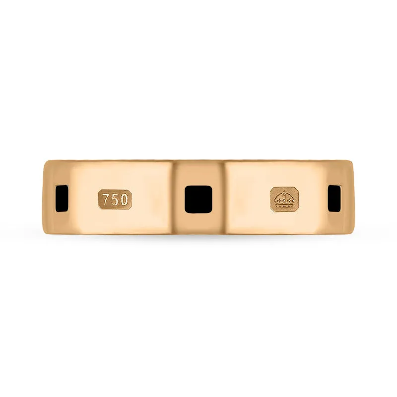 18ct Rose Gold Whitby Jet Queen's Jubilee Hallmark Princess Cut 5mm Ring D