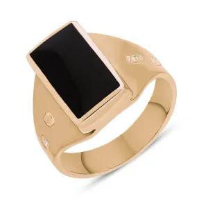 18ct Rose Gold Whitby Jet Queen's Jubilee Hallmark Small Oblong Ring D