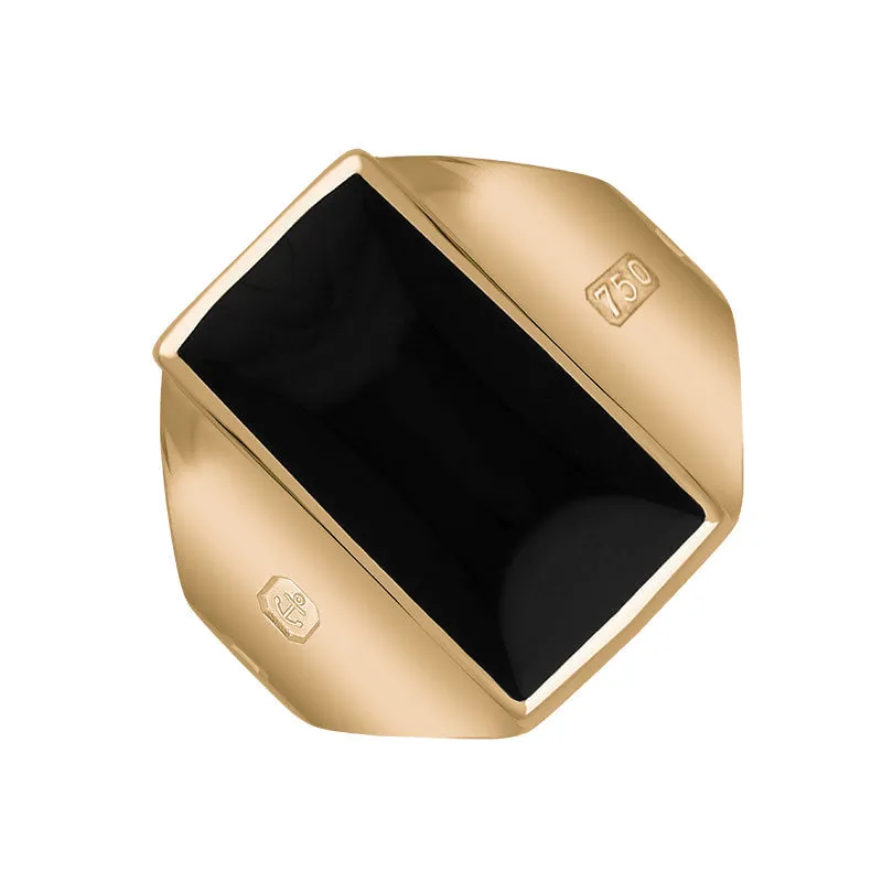 18ct Rose Gold Whitby Jet Queen's Jubilee Hallmark Small Oblong Ring D