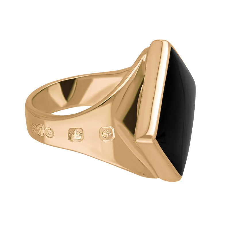 18ct Rose Gold Whitby Jet Queen's Jubilee Hallmark Small Rhombus Ring D