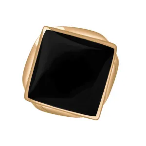 18ct Rose Gold Whitby Jet Queen's Jubilee Hallmark Small Rhombus Ring D