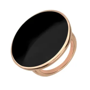 18ct Rose Gold Whitby Jet Round Ring