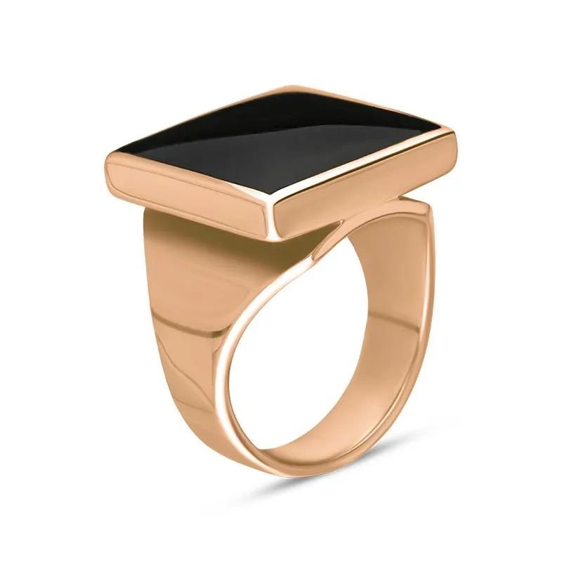 18ct Rose Gold Whitby Jet Small Square Ring