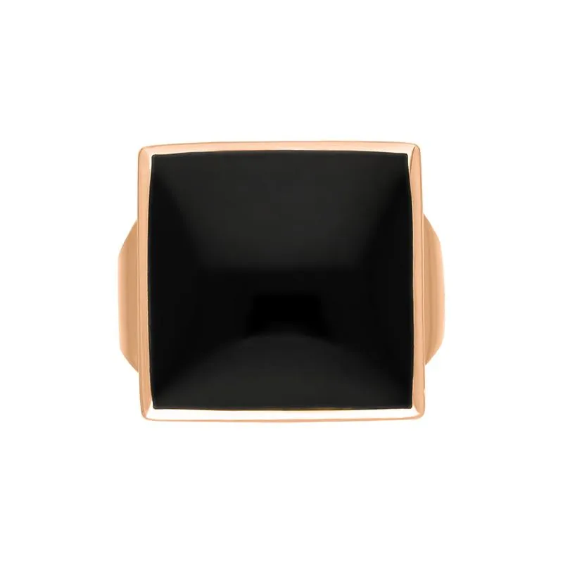 18ct Rose Gold Whitby Jet Small Square Ring