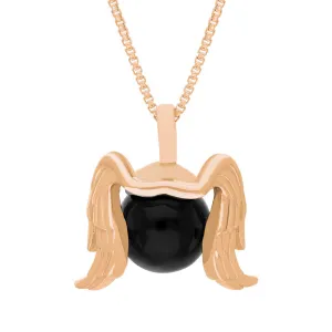 18ct Rose Gold Whitby Jet Zodiac Virgo 10mm Bead Pendant