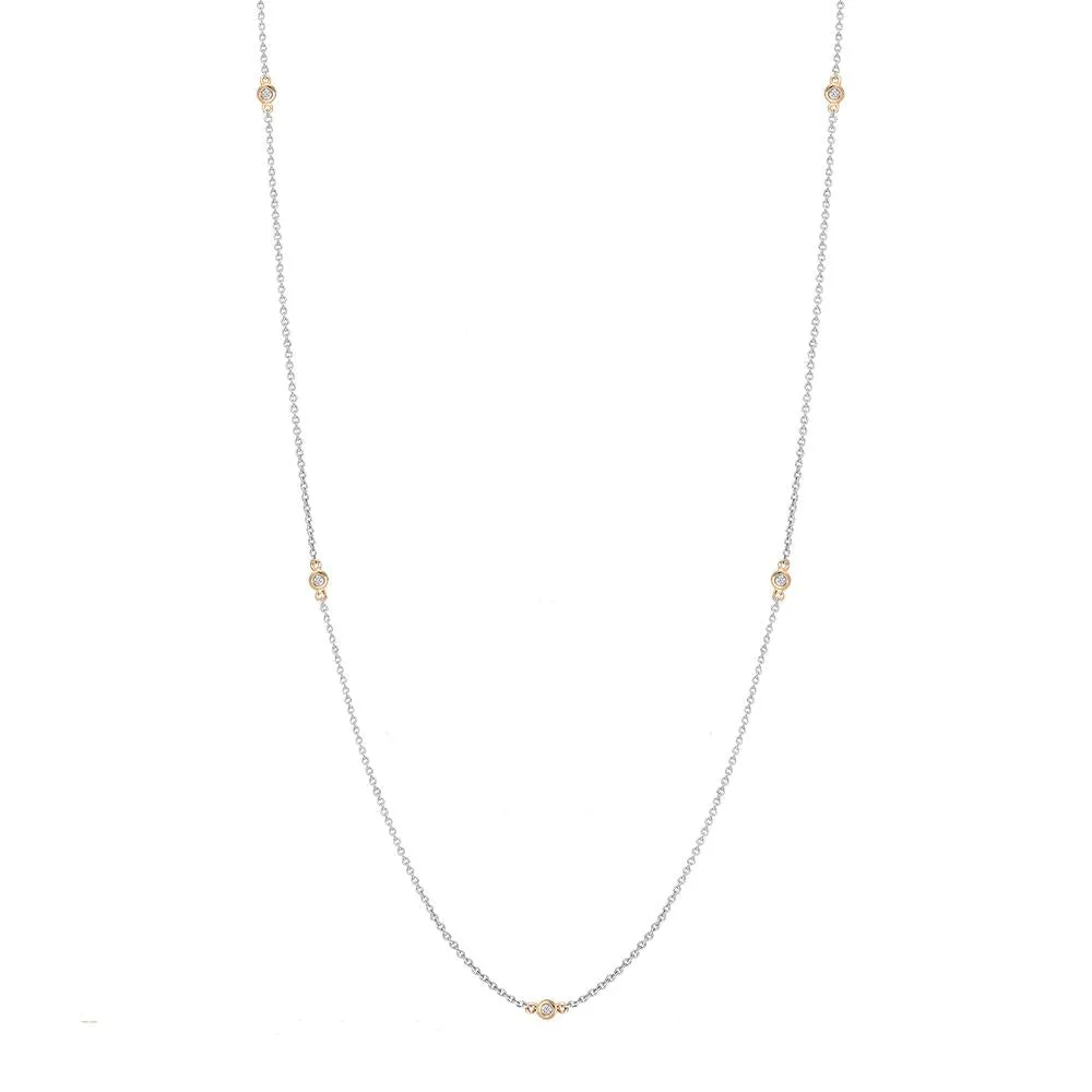 18ct White and Rose Gold Diamond Long Necklet D