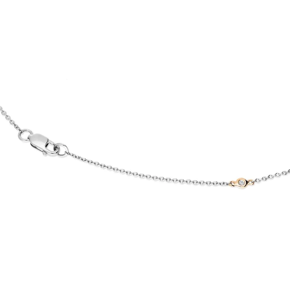 18ct White and Rose Gold Diamond Long Necklet D