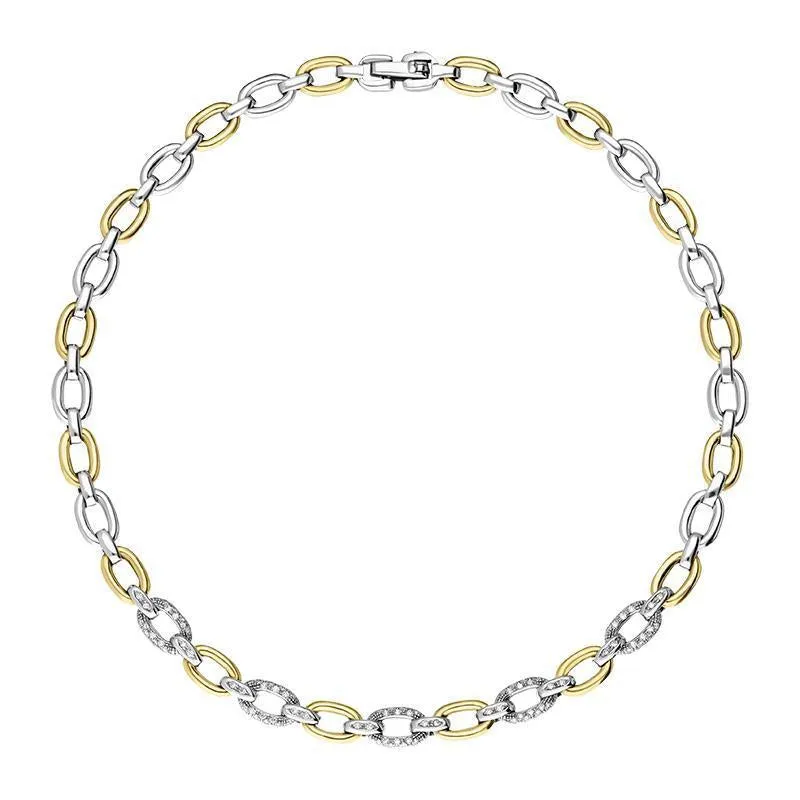 18ct White And Yellow Gold Diamond Open Link Set Necklet